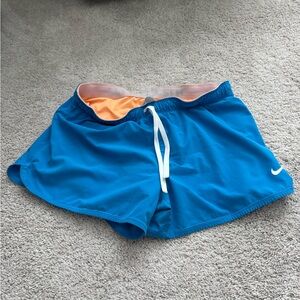 Nike Blue Women's Running Shorts with Peach Liner